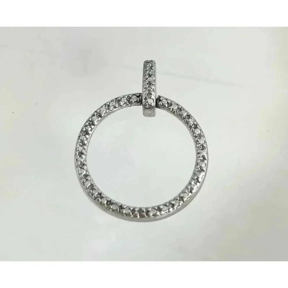 Circular Gemstone Inlaid Sterling Silver Minimalist Vintage Pendant